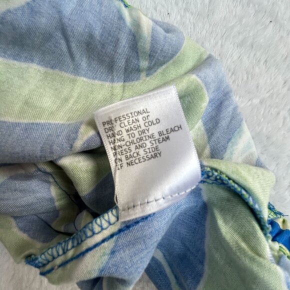 Haute Hippie Womens Tie-Front Button-Up Blouse XL Blue & Green Leaf Print NWOT - Picture 6 of 9